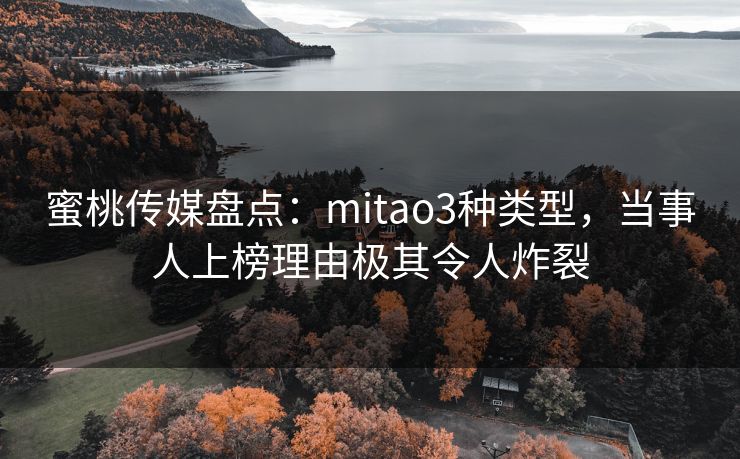蜜桃传媒盘点：mitao3种类型，当事人上榜理由极其令人炸裂