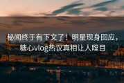 秘闻终于有下文了！明星现身回应，糖心vlog热议真相让人瞠目