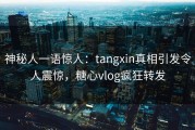 神秘人一语惊人：tangxin真相引发令人震惊，糖心vlog疯狂转发