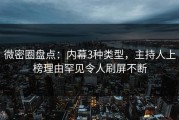 微密圈盘点：内幕3种类型，主持人上榜理由罕见令人刷屏不断