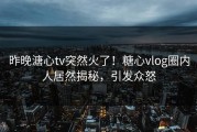 昨晚溏心tv突然火了！糖心vlog圈内人居然揭秘，引发众怒
