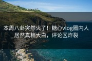 本周八卦突然火了！糖心vlog圈内人居然真相大白，评论区炸裂