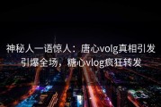神秘人一语惊人：唐心volg真相引发引爆全场，糖心vlog疯狂转发