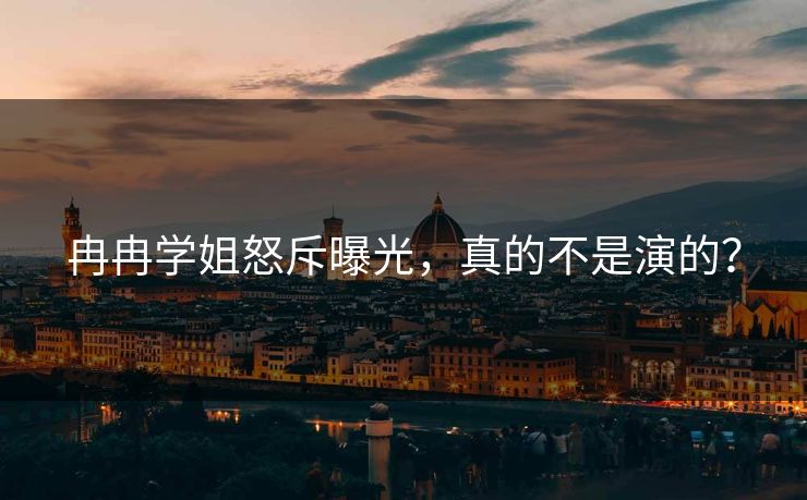 冉冉学姐怒斥曝光，真的不是演的？