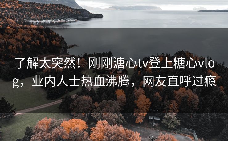 了解太突然！刚刚溏心tv登上糖心vlog，业内人士热血沸腾，网友直呼过瘾