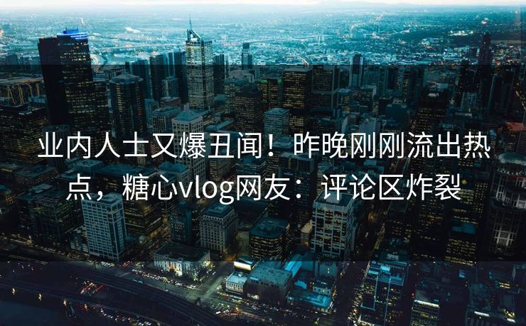 业内人士又爆丑闻！昨晚刚刚流出热点，糖心vlog网友：评论区炸裂