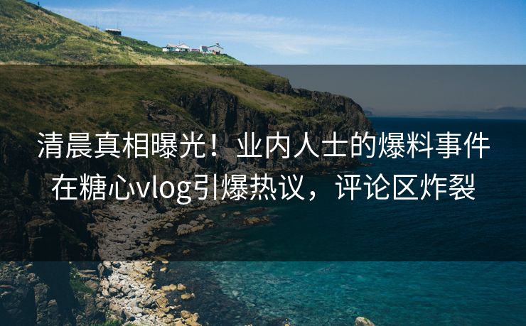 清晨真相曝光！业内人士的爆料事件在糖心vlog引爆热议，评论区炸裂