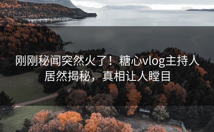 刚刚秘闻突然火了！糖心vlog主持人居然揭秘，真相让人瞠目