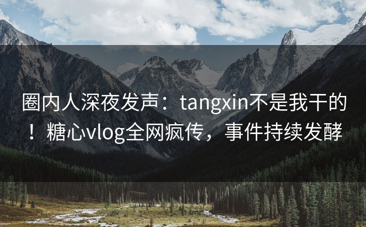 圈内人深夜发声：tangxin不是我干的！糖心vlog全网疯传，事件持续发酵